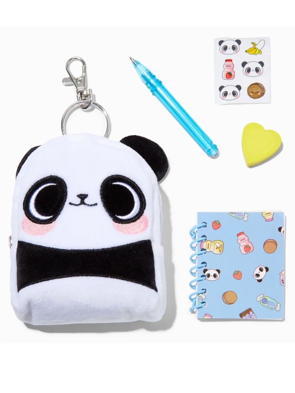 Claire's Panda 4" Backpack Keyring Stationery Set